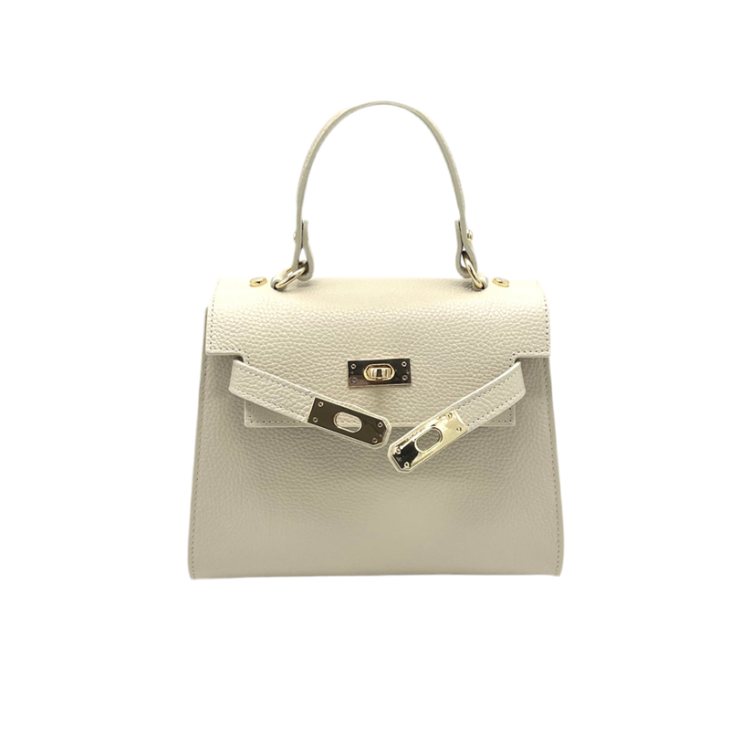 Genuine leather top handle bag, Made in Italy.