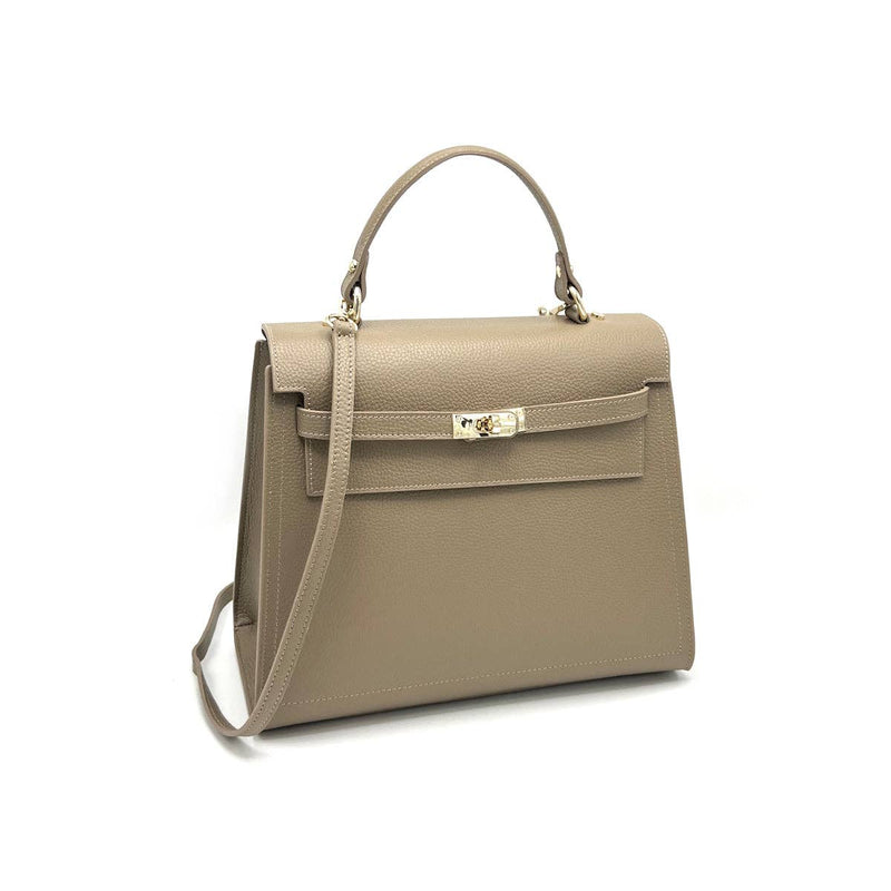 Genuine leather top handle bag XL, Made in Italy, art. 112634
