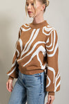 Mock Neck Printed Sweater