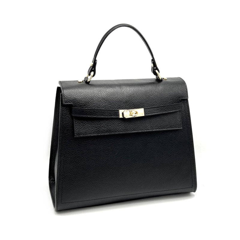 Genuine leather top handle bag XL, Made in Italy, art. 112634