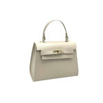 Genuine leather top handle bag, Made in Italy.