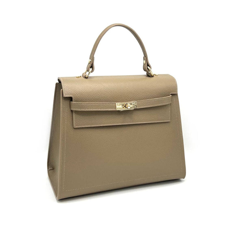 Genuine leather top handle bag XL, Made in Italy, art. 112634