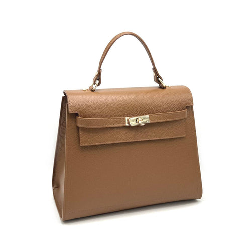 Genuine leather top handle bag XL, Made in Italy, art. 112634
