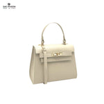 Genuine leather top handle bag, Made in Italy.