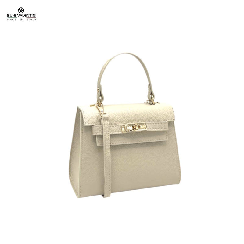 Genuine leather top handle bag, Made in Italy.