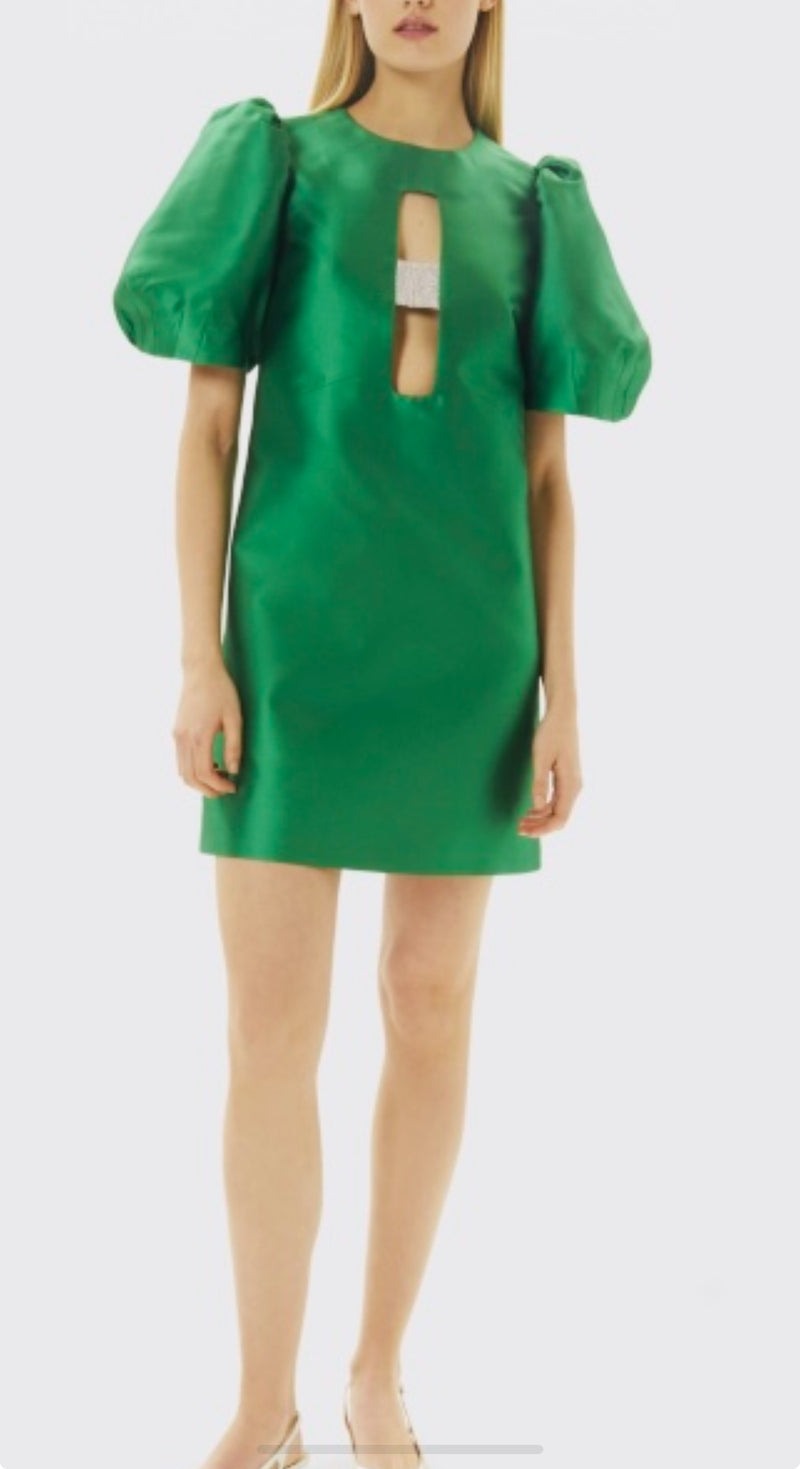 Emerald silk dress