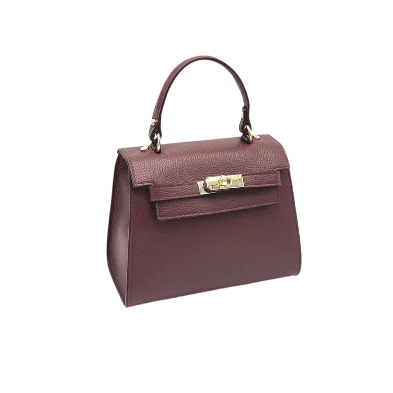 Genuine leather top handle bag, Made in Italy.