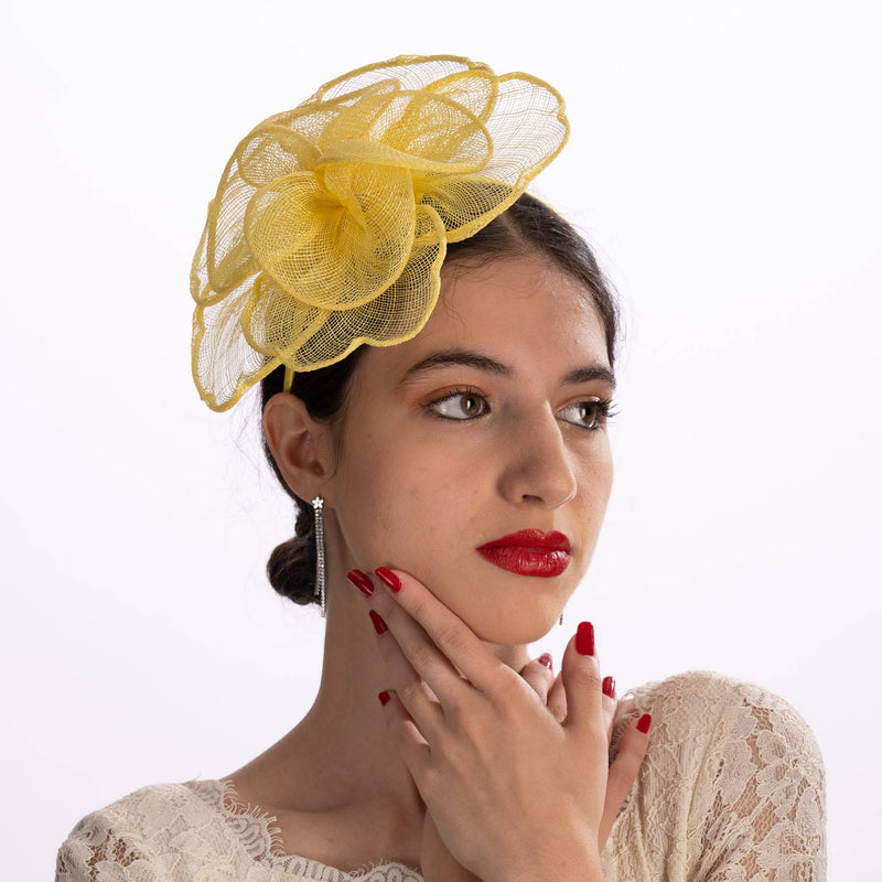 5919H | Sinamay Peony Pedal Narrow Headband Fascinator