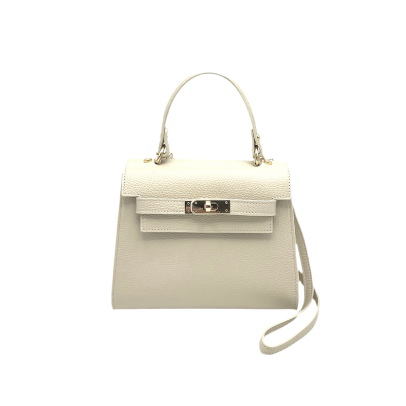 Genuine leather top handle bag, Made in Italy.