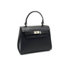 Genuine leather top handle bag, Made in Italy.
