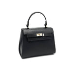 Genuine leather top handle bag, Made in Italy.