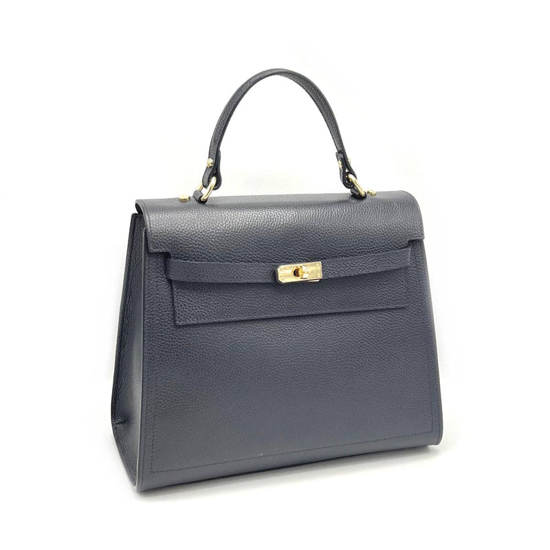Genuine leather top handle bag XL, Made in Italy, art. 112634