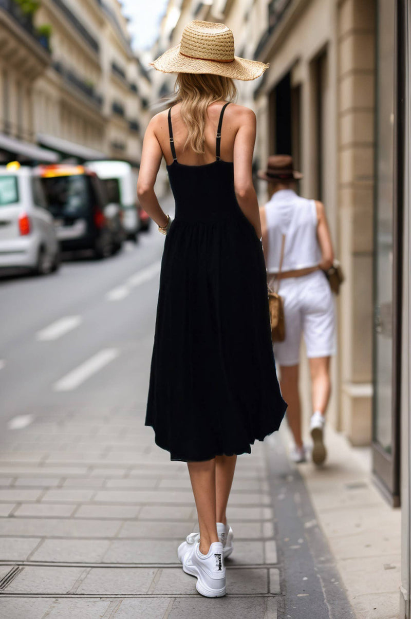 MIRA MIDI BUBBLE DRESS (BLACK/BLACK LINEN) -VD3349 A Beautiful Closet 202-394-4115 MIRA MIDI BUBBLE DRESS (BLACK/BLACK LINEN) -VD3349 A Beautiful Closet 202-394-4115