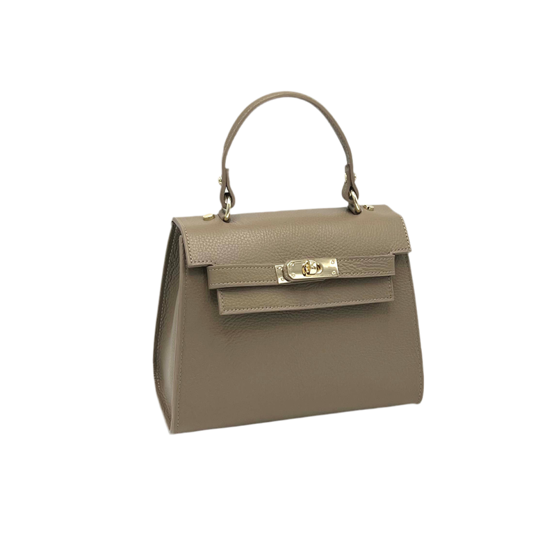 Genuine leather top handle bag, Made in Italy.