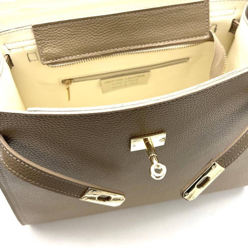 Genuine leather top handle bag XL, Made in Italy, art. 112634