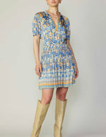Border printed pleated dress