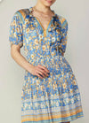 Border printed pleated dress