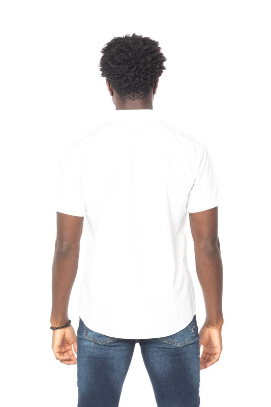 Solid Cotton White Short Sleeve Shirt