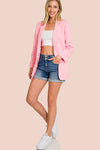 CUFFED DOUBLE BUTTON DENIM SHORTS