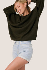 CUFFED DOUBLE BUTTON DENIM SHORTS