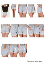 CUFFED DOUBLE BUTTON DENIM SHORTS