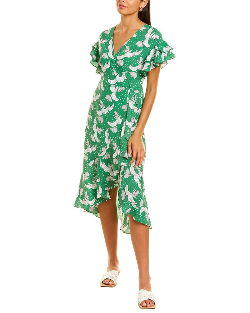 Floral Ruffle Wrap Dress