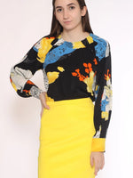 Black & Yellow Floral Blouse