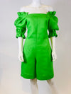 Off Shoulder Ruffled Linen Romper